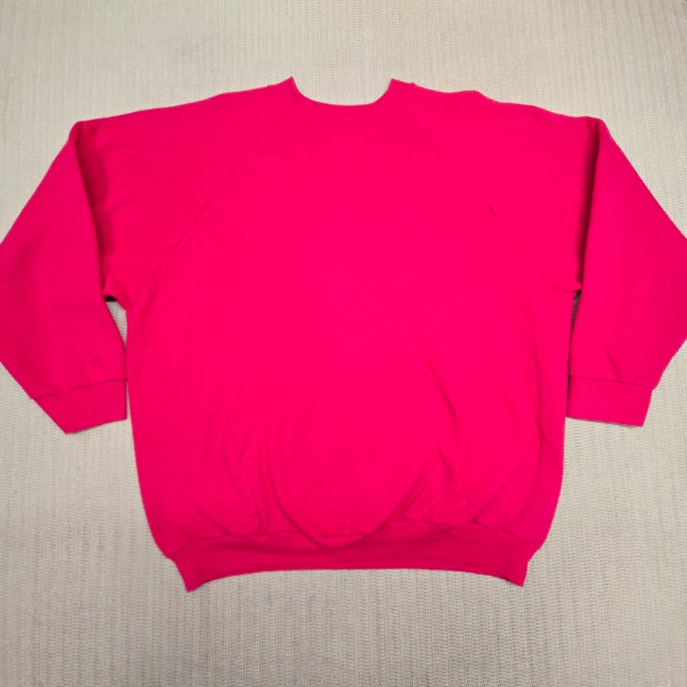 Vintage Fruit of the Loom Sweatshirt Womens 2XL Pink USA Made Blank Pullover
